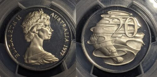 1977 Australian 20c PCGS PR68DCAM Proof Coin