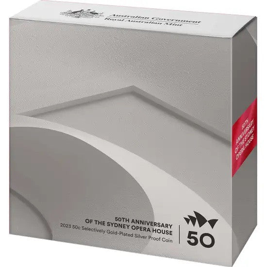 Royal Australian Mint Sydney Opera House 50th Anniversary 2023 50c Selectively Gold-plated Silver Proof Coin