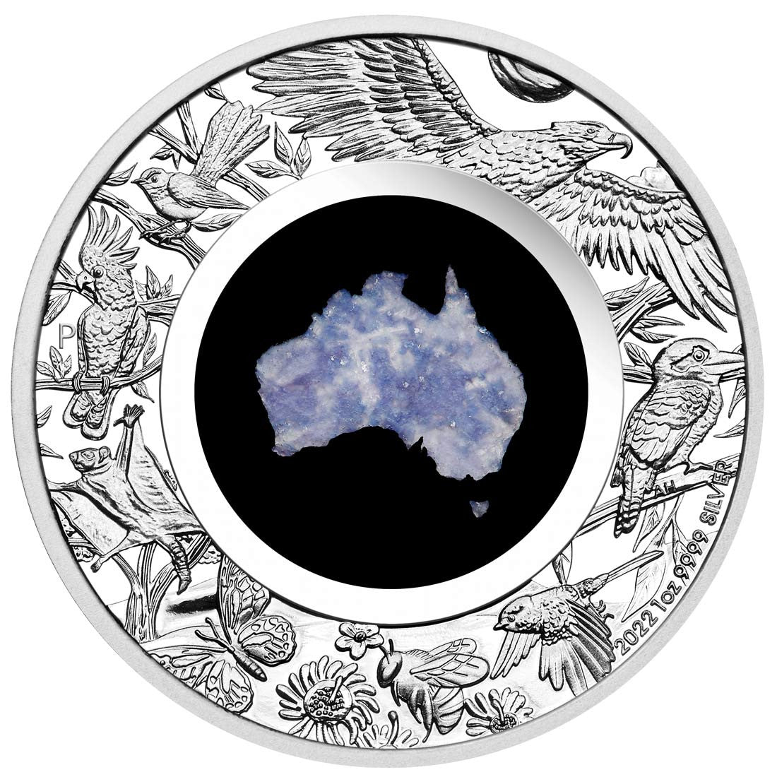 Great Southern Land 2022 1oz Silver Proof Blue Lepidolite Coin