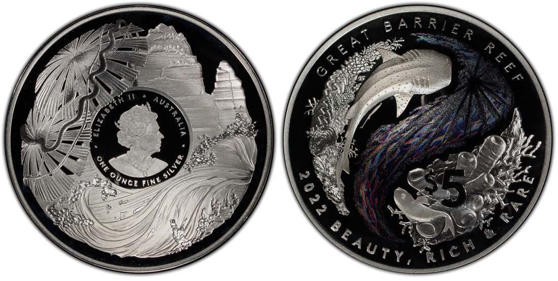 2022 $5 Silver Proof Domed Coin - Beauty, Rich & Rare – Great Barrier Reef PCGS PR70 DCAM