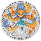 Perth Mint Australian Lunar III Dragon 2024 1 oz Silver  Bullion Coloured Coin in Card
