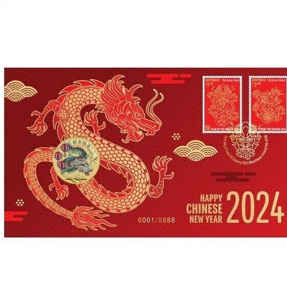 Perth Mint 2024 Christmas Island Lunar New Year of the Dragon PNC – Dragon (PM)