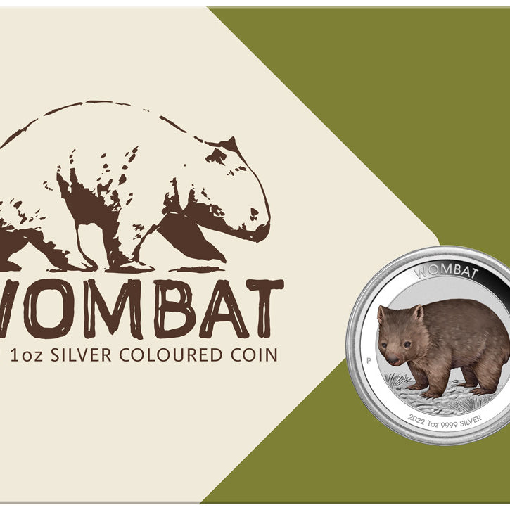 2022 1oz Silver Coloured Coin in Card - Wombat