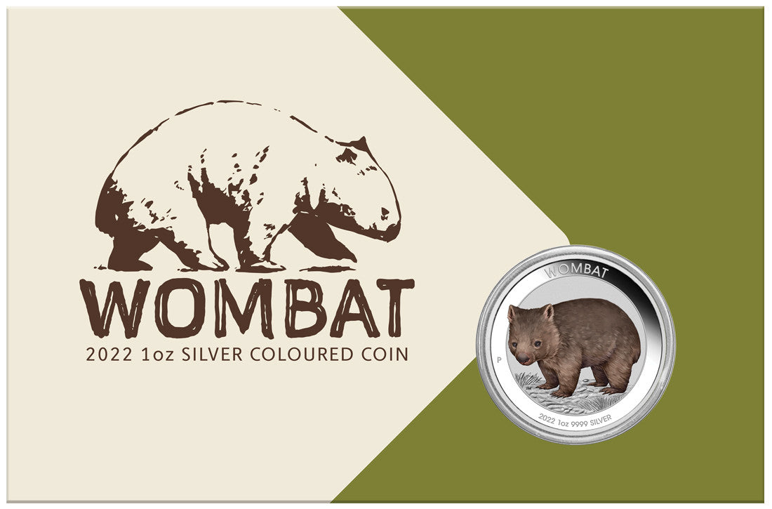 2022 1oz Silver Coloured Coin in Card - Wombat