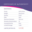 Siamese Fighting Fish 2024 $1 1 oz Silver Proof Coin