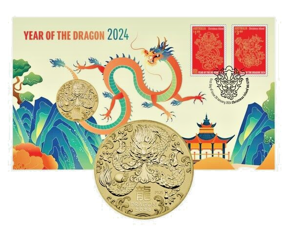 Perth Mint Christmas Island Lunar New Year of the Dragon PNC