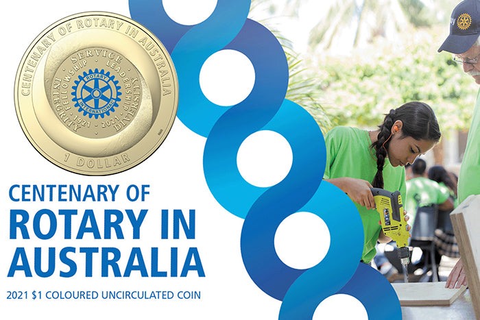 2021 $1 AlBr Coloured Uncirculated Coin - Centenary of Rotary Australia