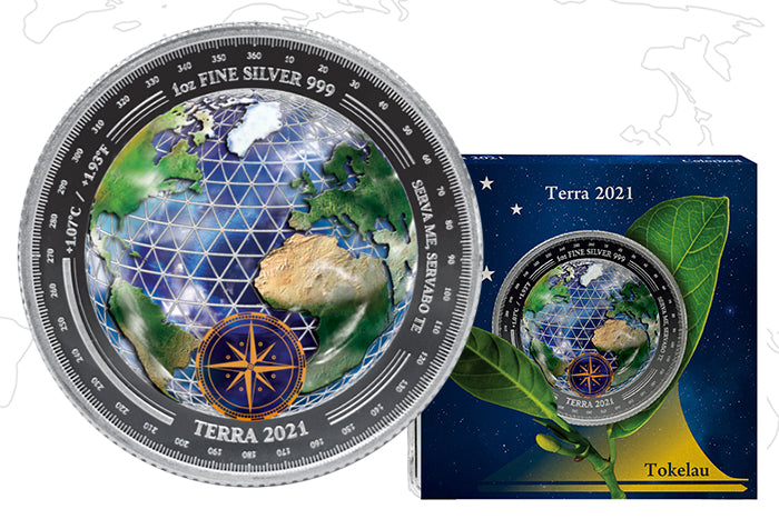 Tokelau 2021 - Terra 1oz .999 Silver BU Coin - Colorized