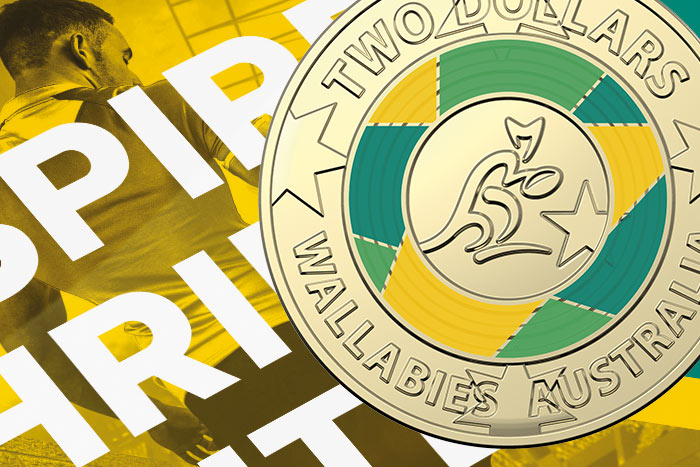 2019 $2 AlBr Coloured Uncirculated Coin – Wallabies Rugby Australia