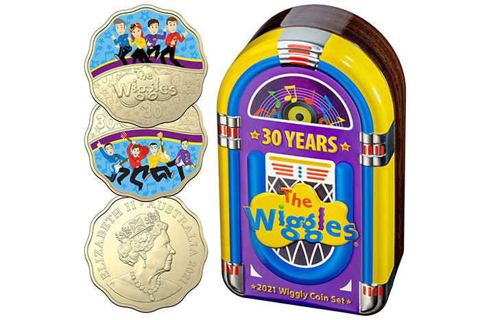 2021 30c Coloured AlBr Uncirculated Scalloped Two Coin Set - 30 Years of the Wiggles