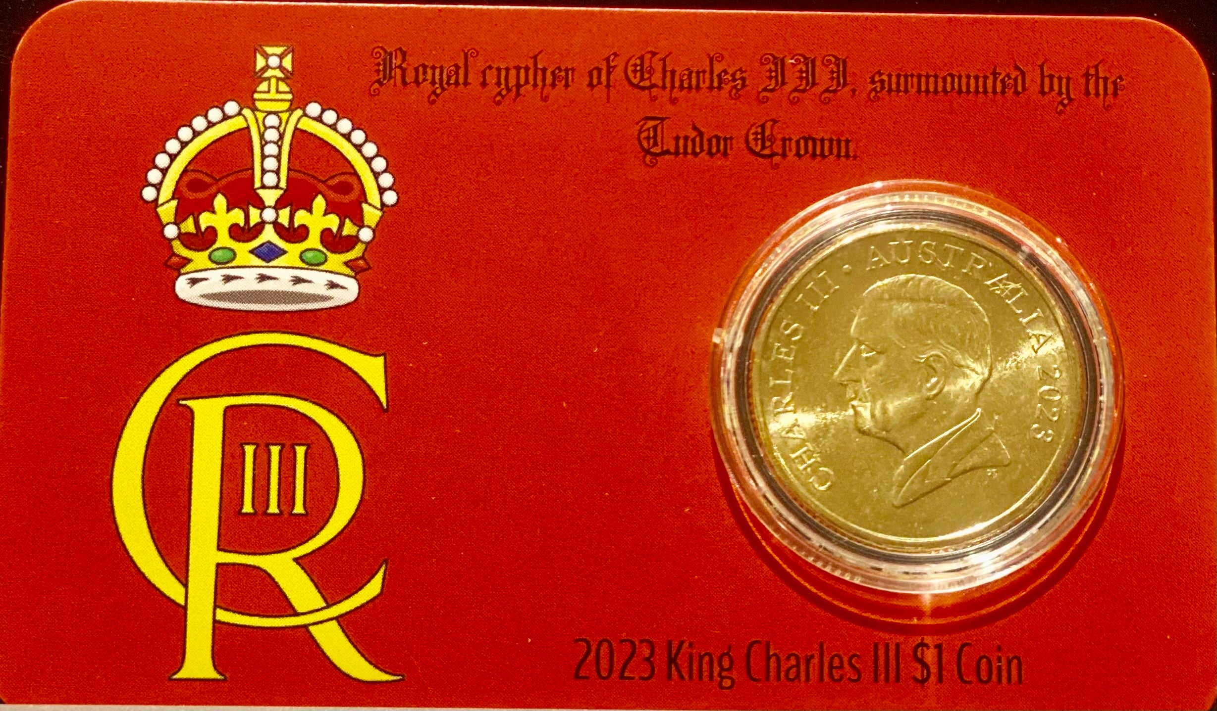2023 King Charles III $1 UNC Coin in Card
