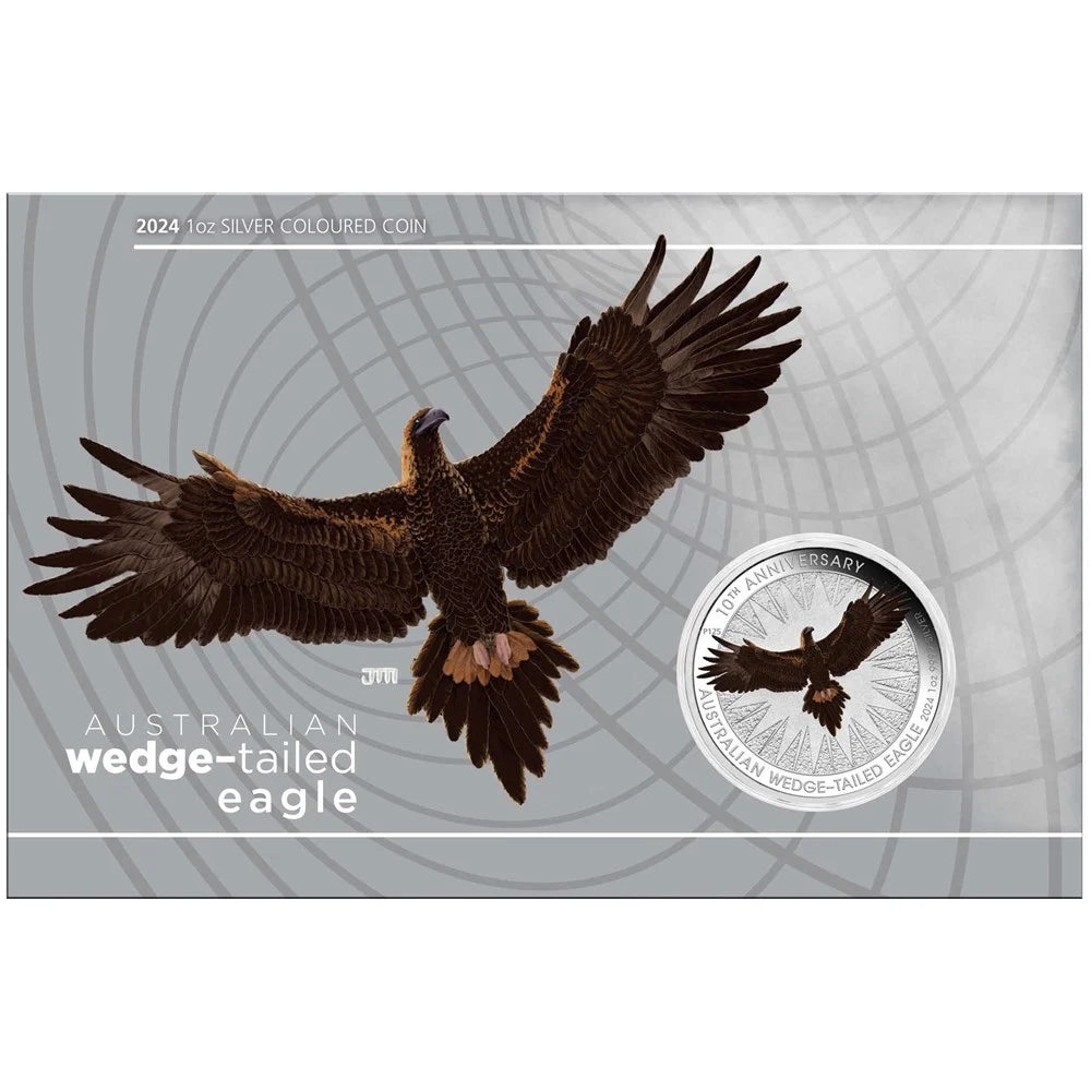 Perth Mint Wedge-tailed Eagle 2024 1oz Silver Bullion Coloured Coin in card