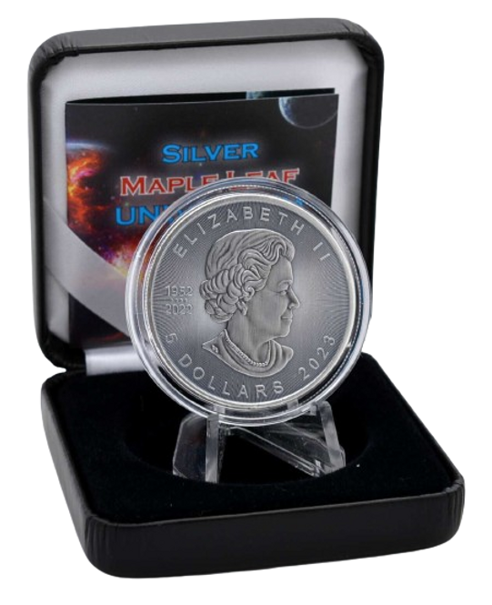 2023 $5 Maple Leaf 1 oz Antiqued Silver Universe Coin