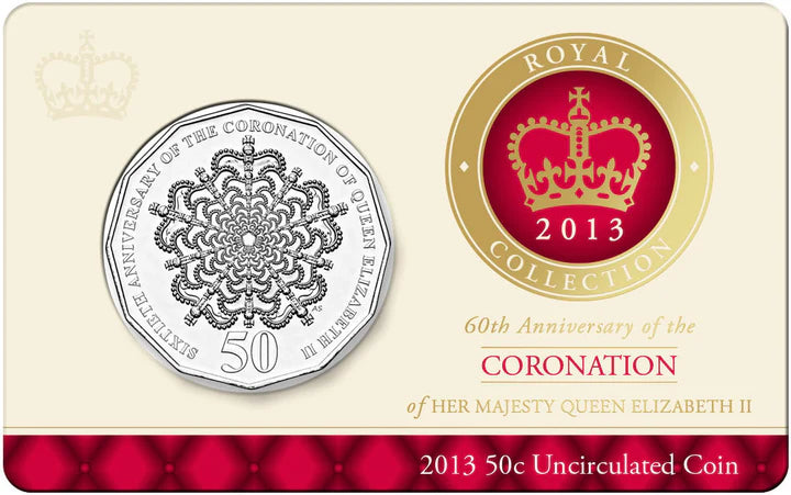 Royal Australian Mint 2013 60th Anniversary of Coronation of Her Majesty QEII - RAM 50c Coin on Card