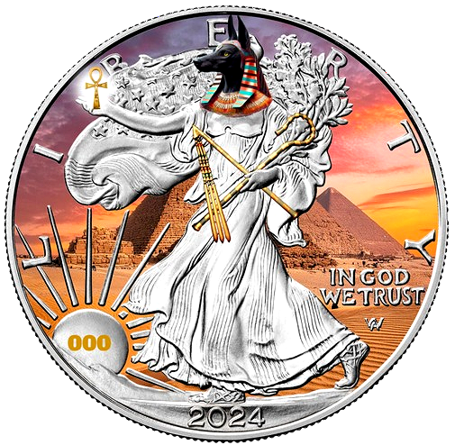 2024 Anubis Treasures of Ancient Egypt Walking Liberty 1oz Silver Coin