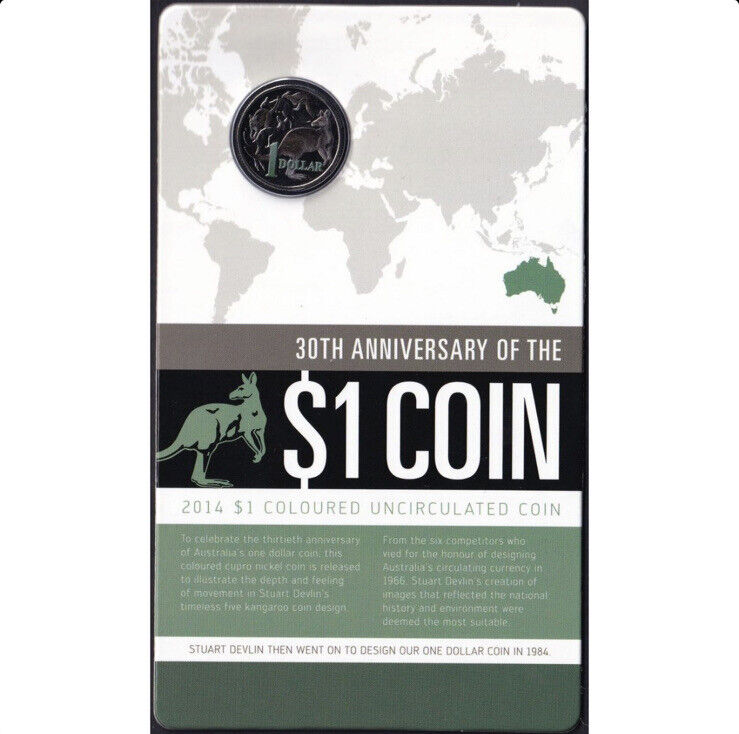 Royal Australian Mint 2014 30th Anniversary of the $1 Coloured Uncirculated Coin