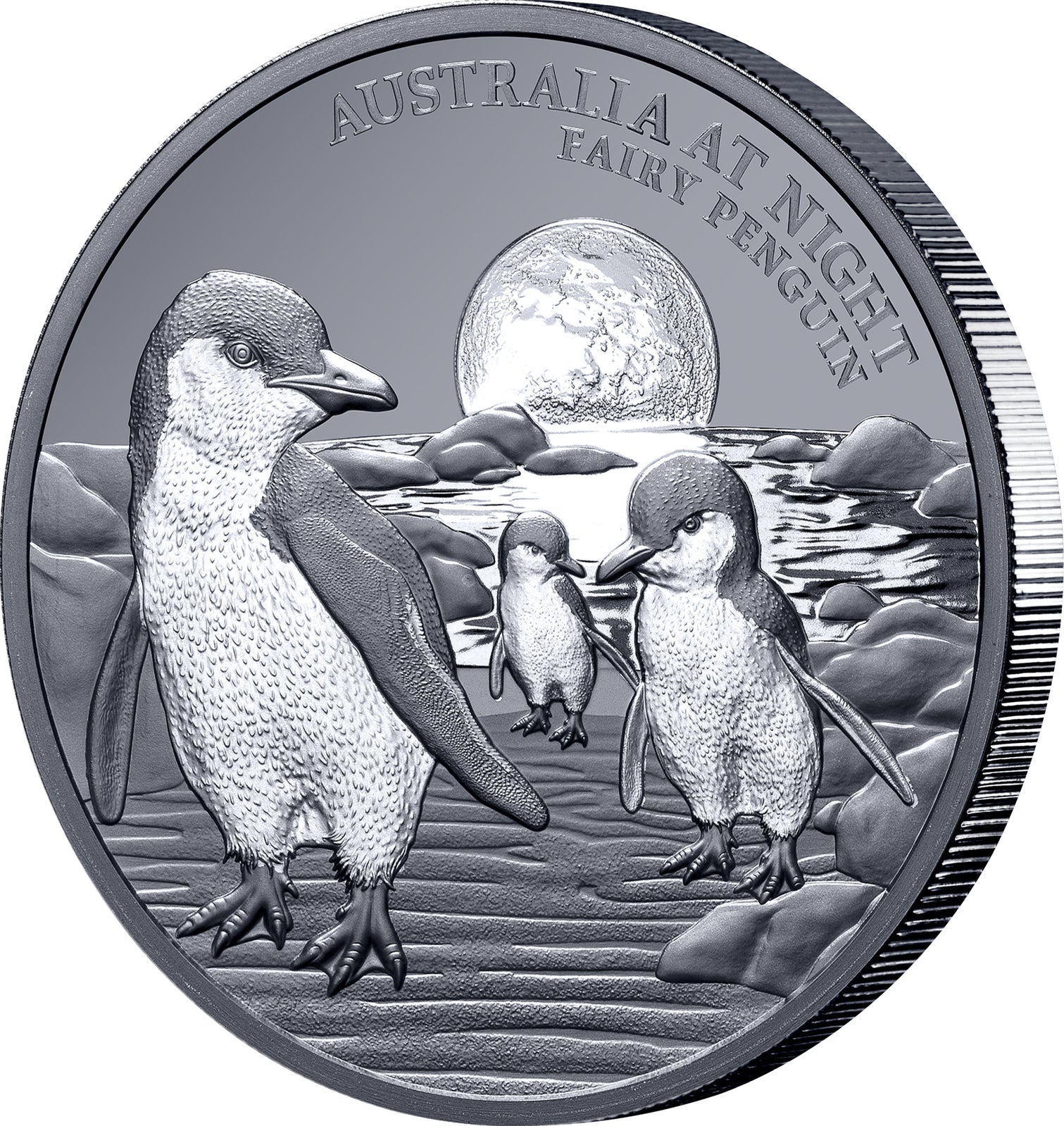 Australia at Night Fairy Penguin 2024 $1 1oz Silver Black Proof Coin