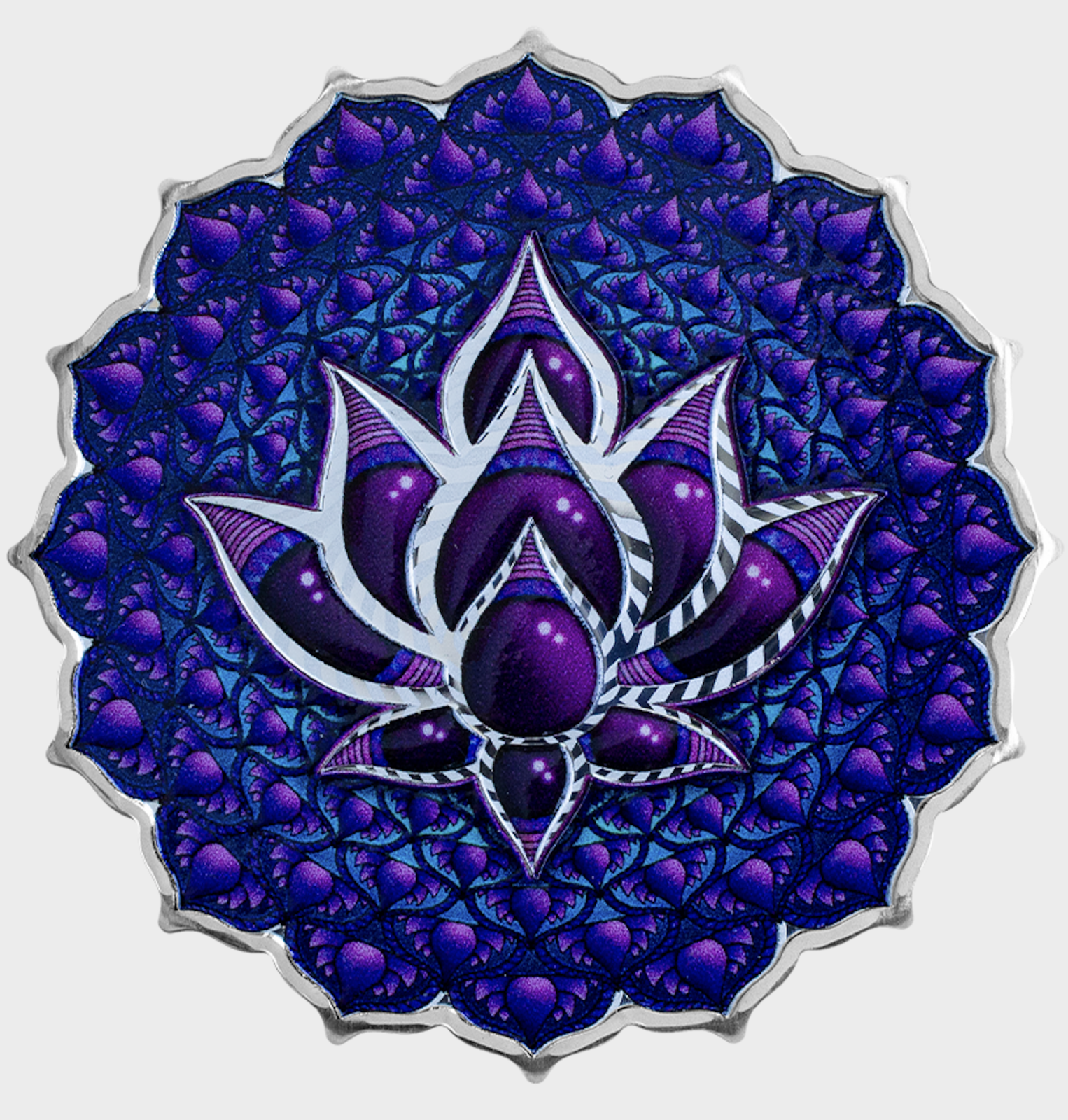 2024 Solomon Islands Lotus of the Seventh Chakra 2 oz .999 Silver Coloured Coin - Phil Lewis