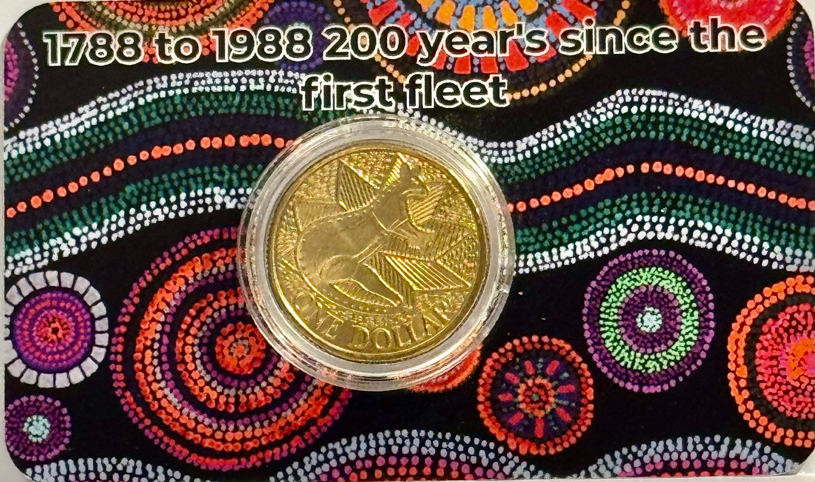 1988 $1 Bicentenary of Australia's First Fleet Coin in Card