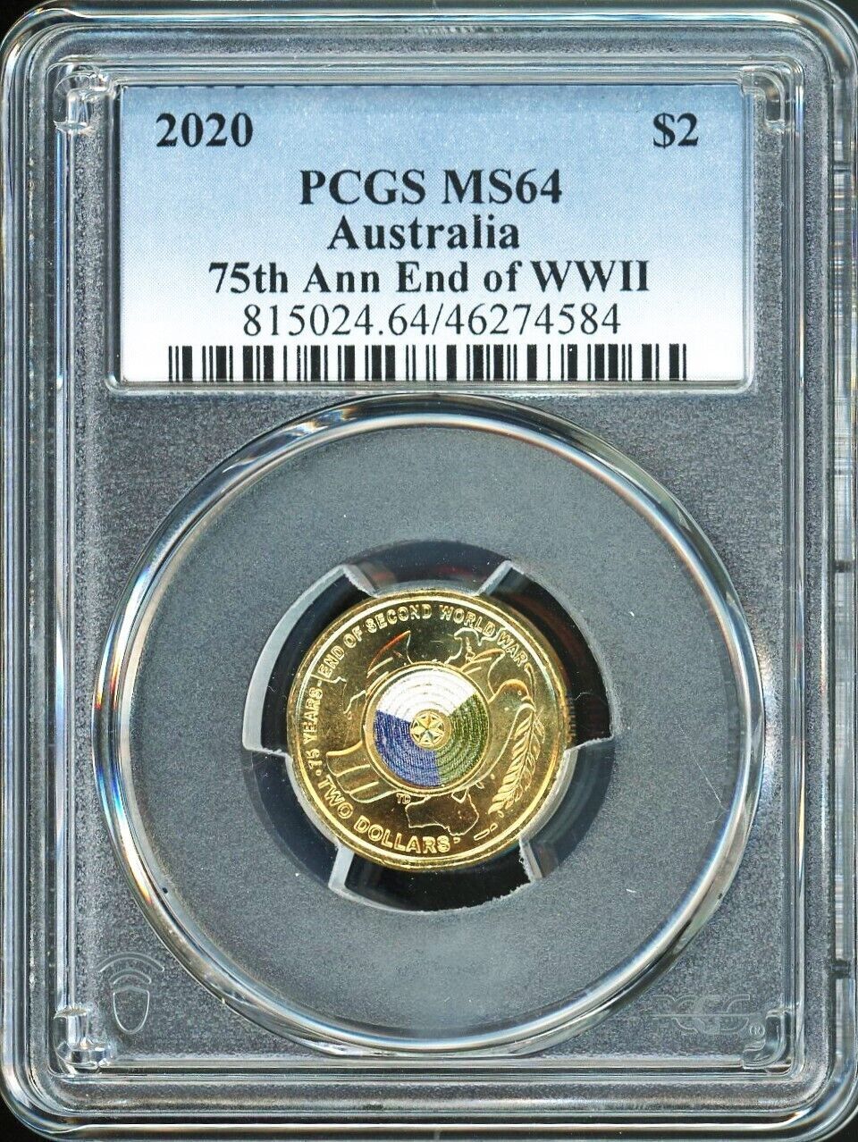 2020 Australian $2 75th Anniversary End of WW2 PCGS MS64 Coin