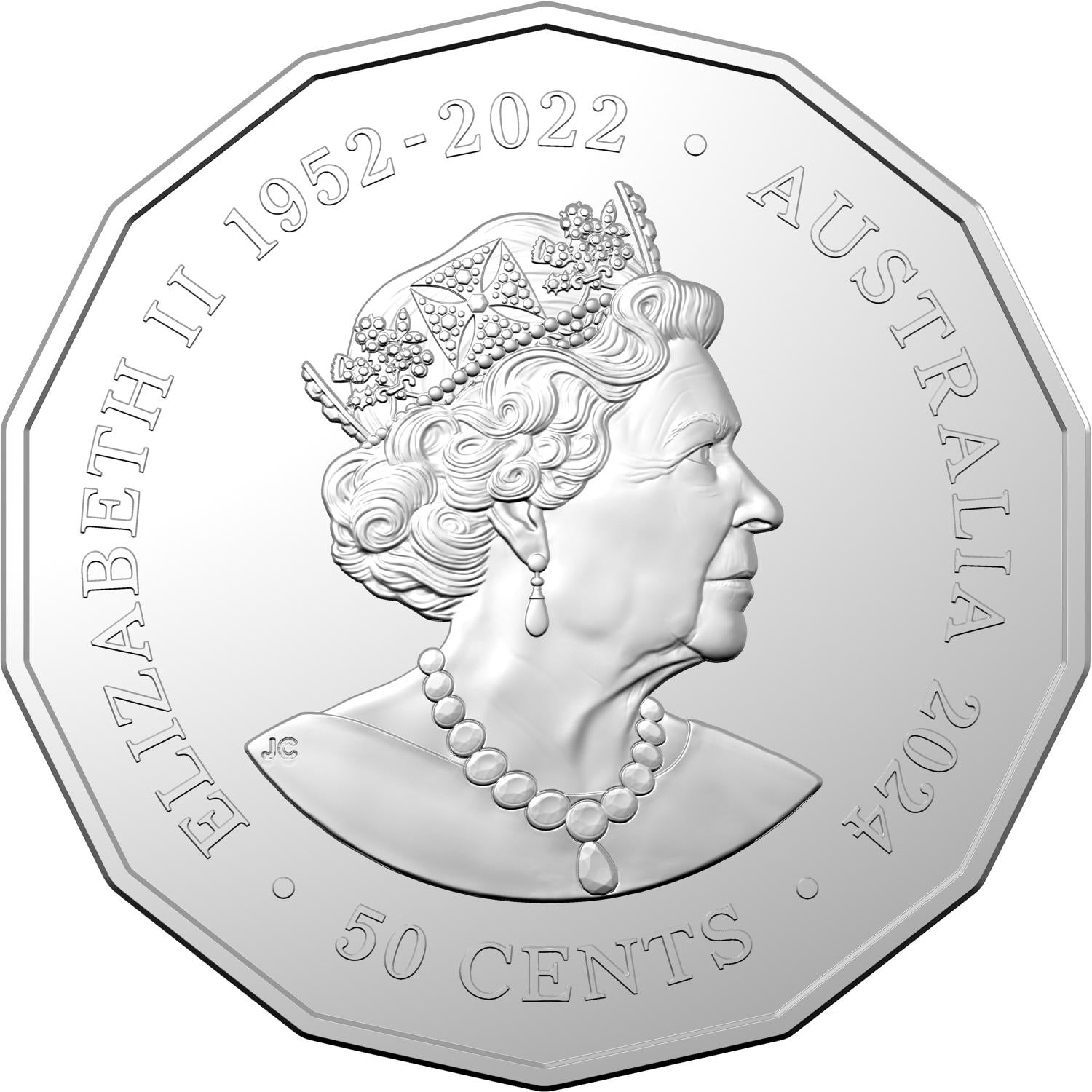 Royal Australian Mint 2024 50c UNC Tetra Decagon Year of the Dragon Coin