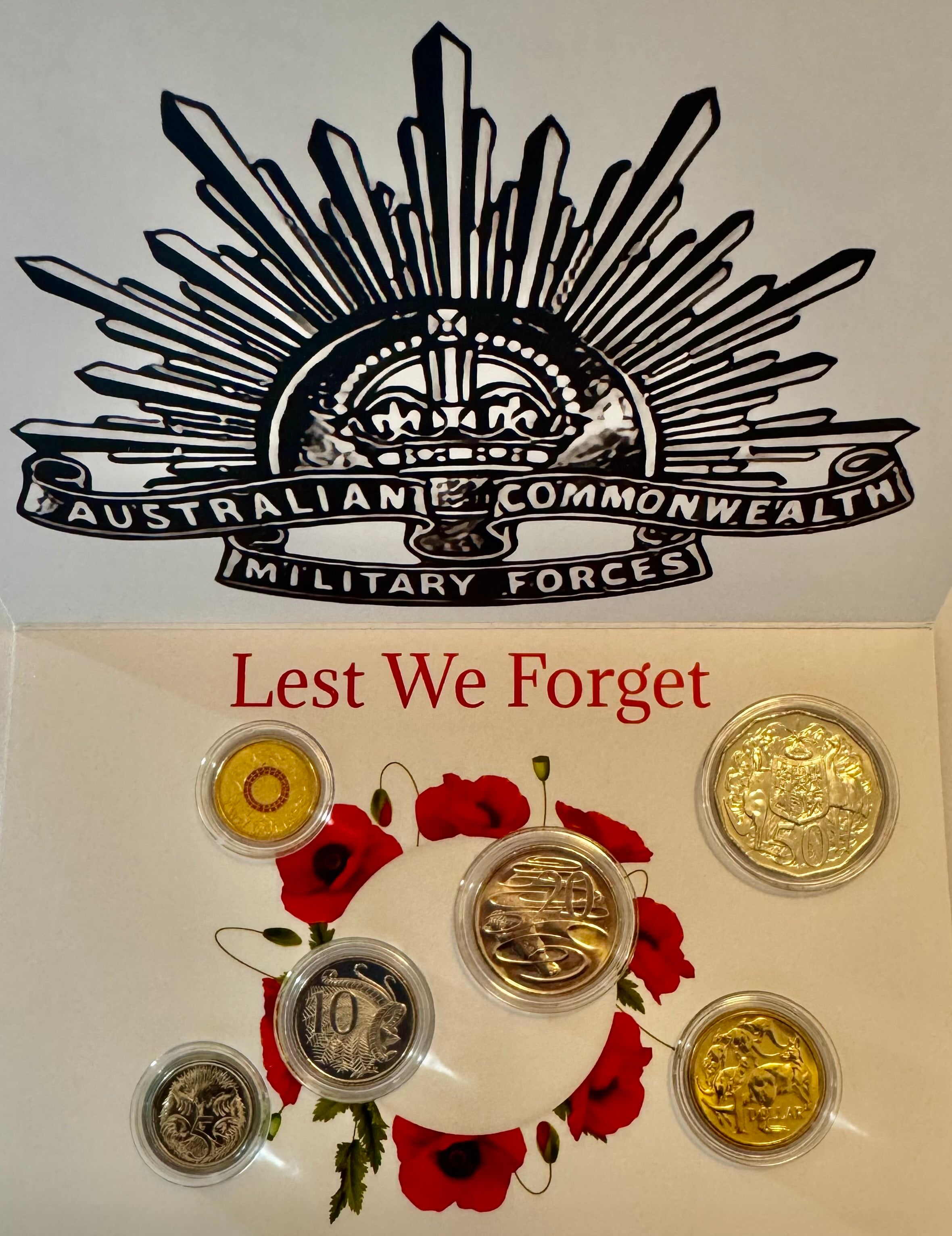 2015 $2 Commemorating 100 Years Since the Anzac Cove Landings 6 Coin UNC Set