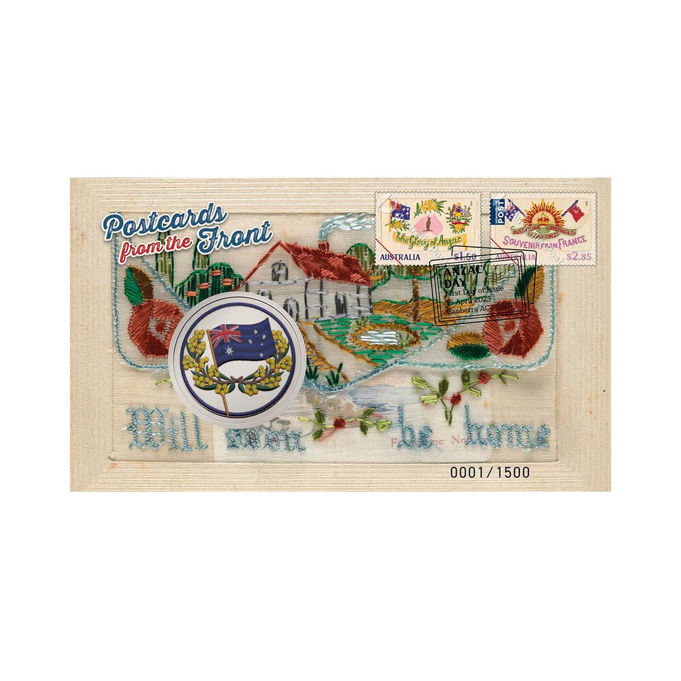 Perth Mint 2025 Anzac Postcards from the Front Medallion Cover