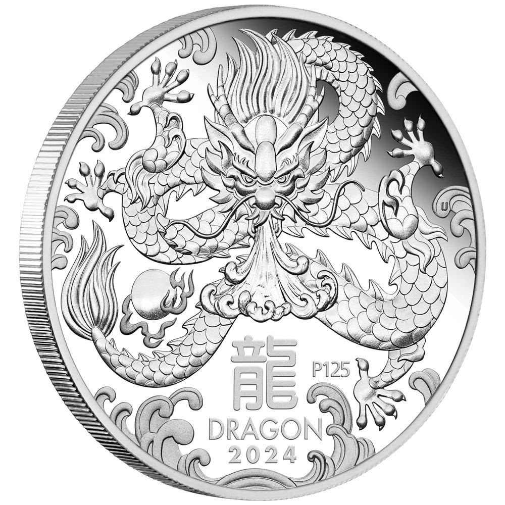 Perth Mint Lunar Series III Year of the Dragon 2024 5oz Silver High Relief Proof Coin