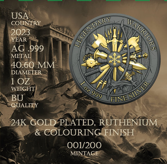 2023 Legendary Warriors Achilles Victorious Edition 1 oz .999 Silver Coin