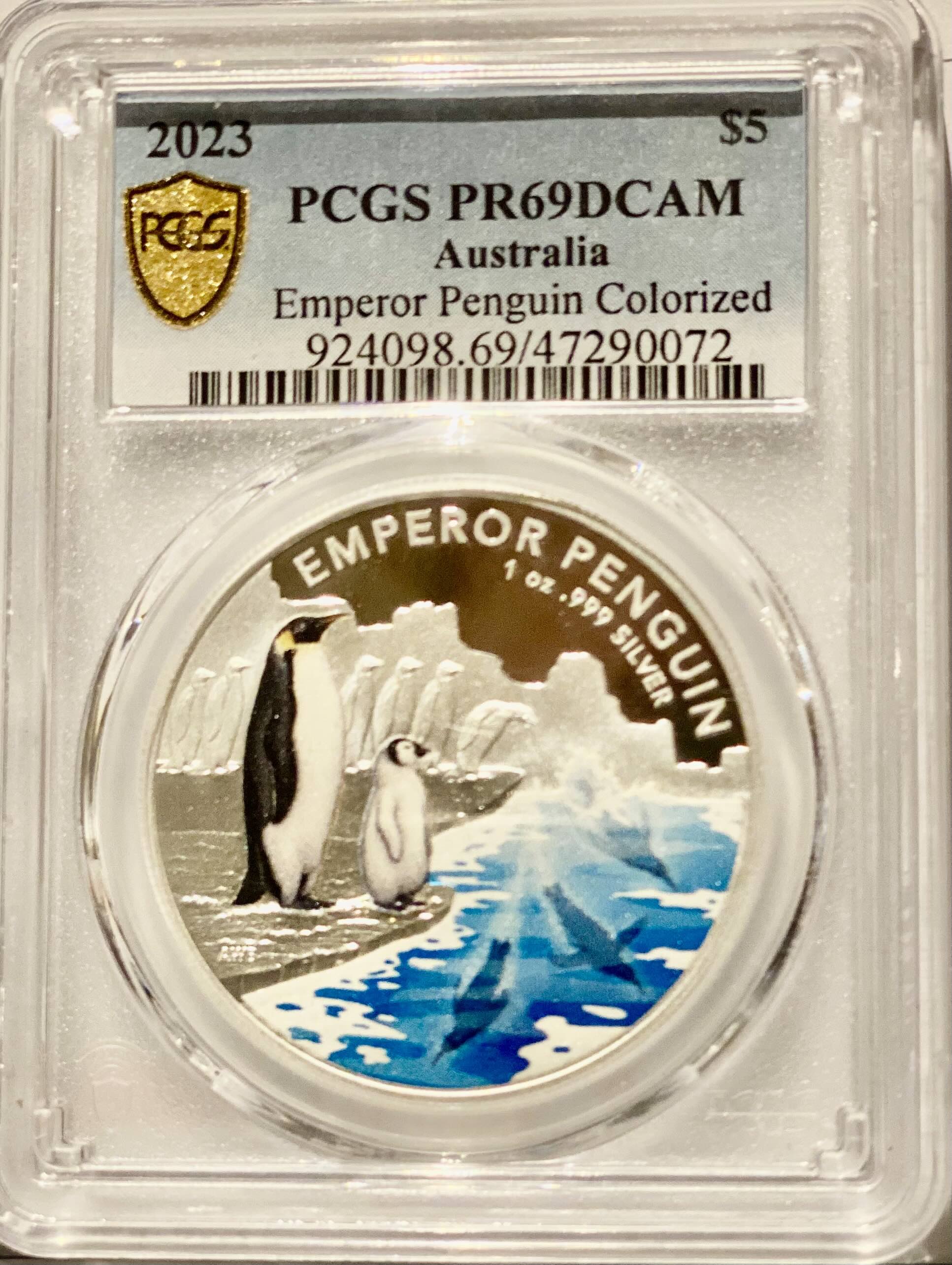 Royal Australian Mint 2023 Emperor Penguin Colorized $5 coin PCGS PR69DCAM