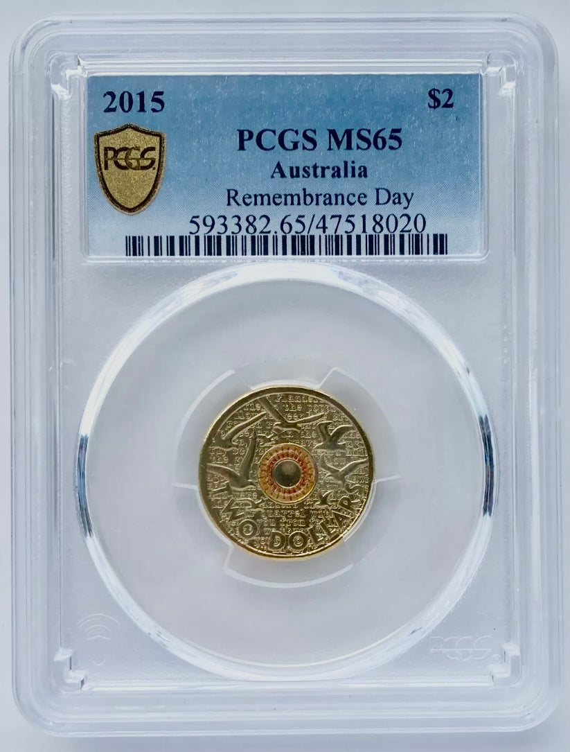 Royal Australian Mint 2015 $2 Remembrance Day Flanders PCGS MS65