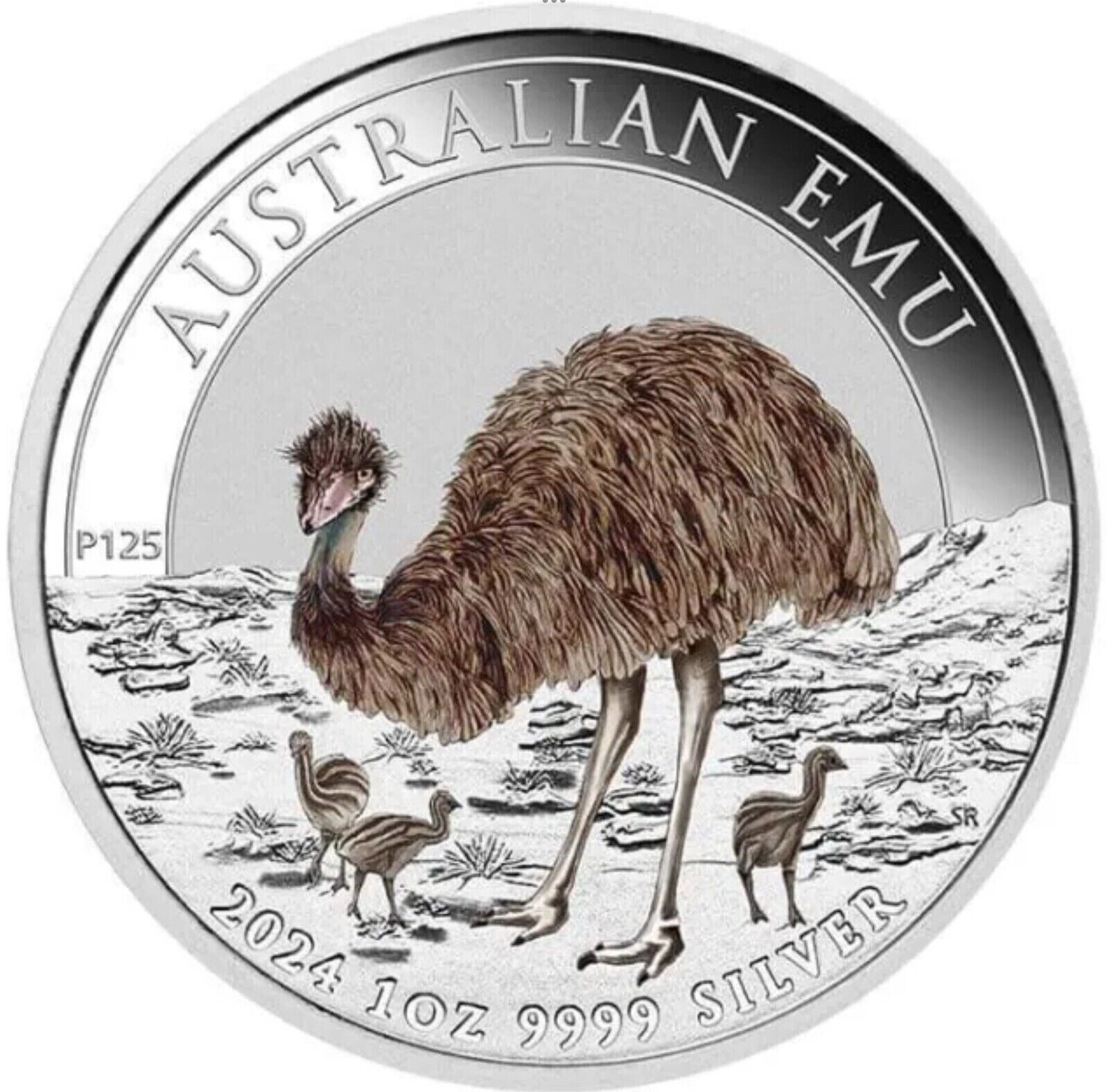 Perth Mint Emu 1 oz Silver 2024 Coloured Coin