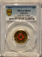 Royal Australian Mint 2015 $2 2015 Lest We Forget PCGS MS65