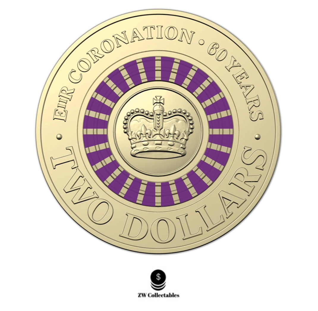 2013 60th Anniversary of Queens Coronation purple Coloured UNC Coin in Card