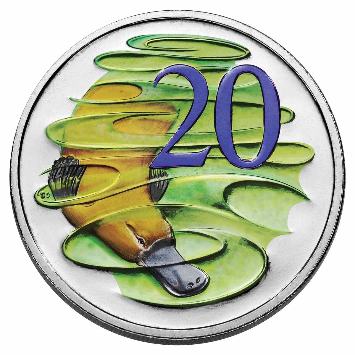 Royal Australian Mint 2013 6 Coin UNC Mint Set - Special Hyper Metallic Coloured 20c Coin