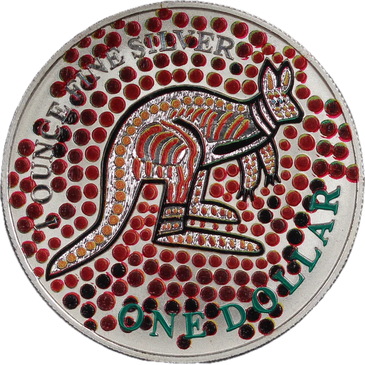  AUSTRALIAN MINT 2001年 カンガルーシルバー Royal Australian Mint 2001 $1 1oz Silver Kangaroo Coloured UNC