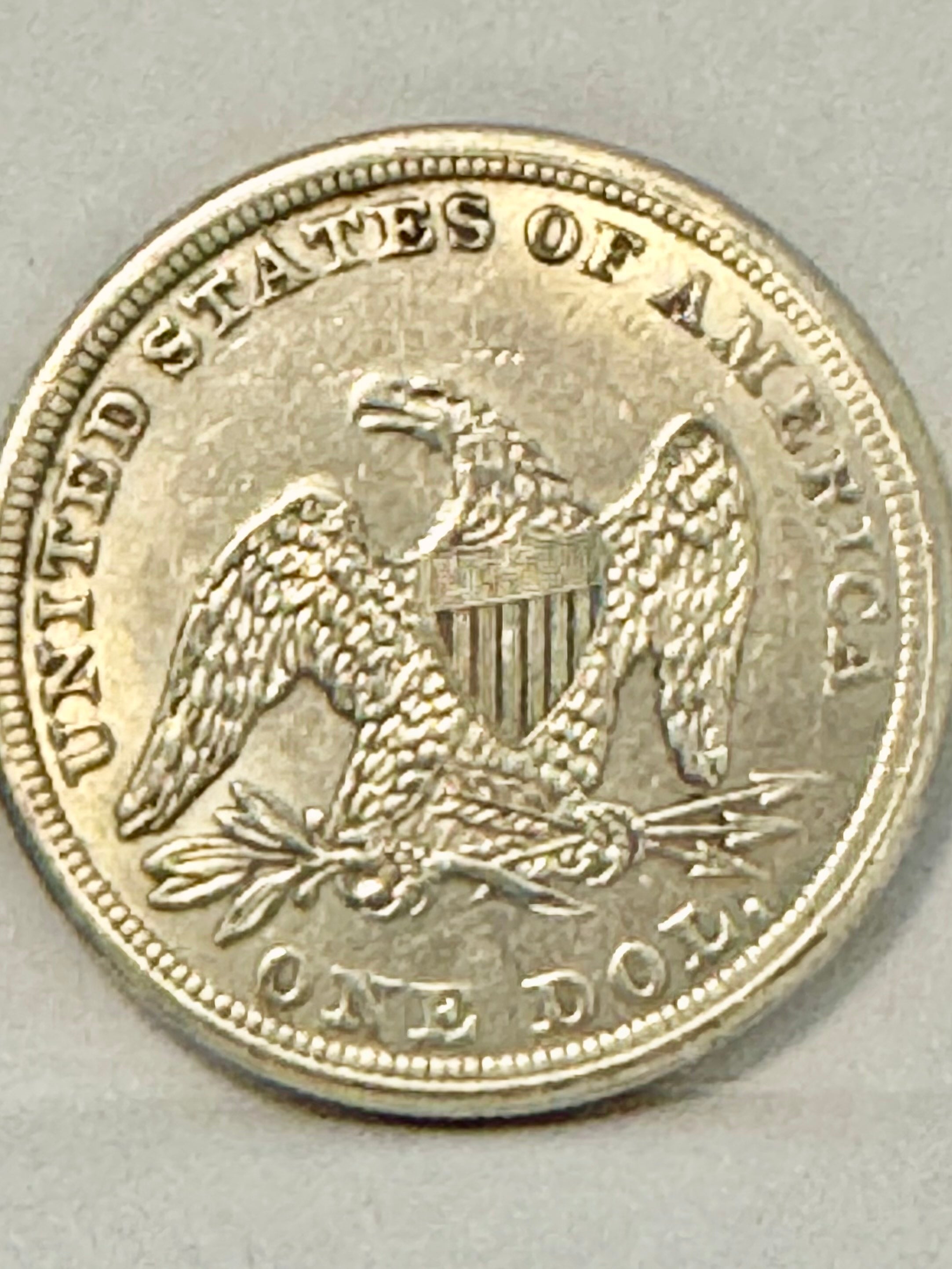 Reproduction Seated Liberty 1840 One Dollar Silver Plated Coin
