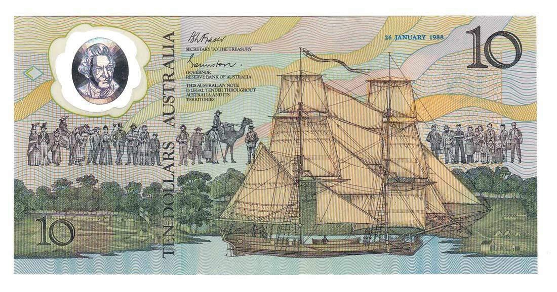 1988 Commemorative Bicentenary $10 UNC Banknote, Johnston/Fraser In NPA Folder