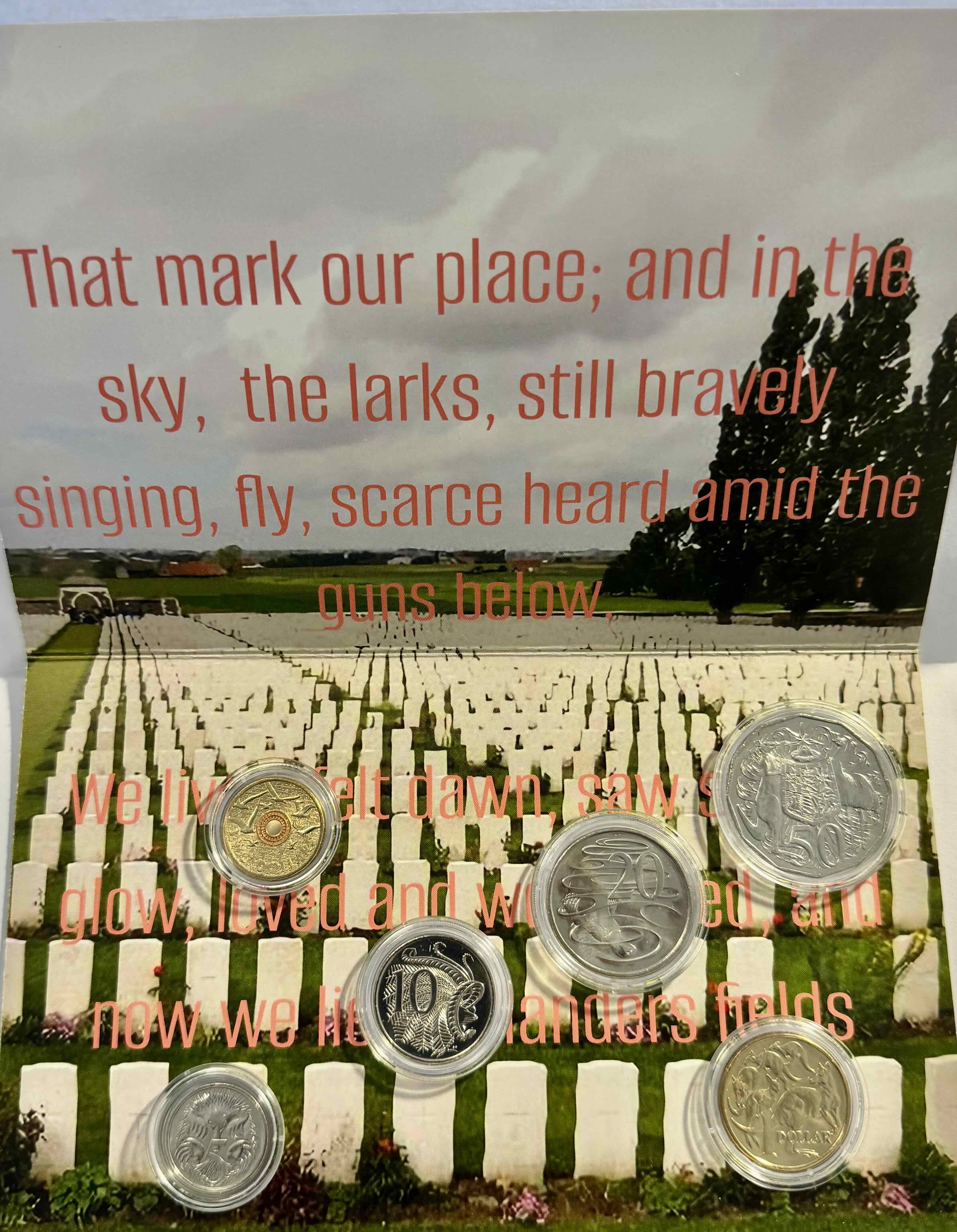 2015 $2 Flanders Field Coloured $2 6 Coin UNC Set