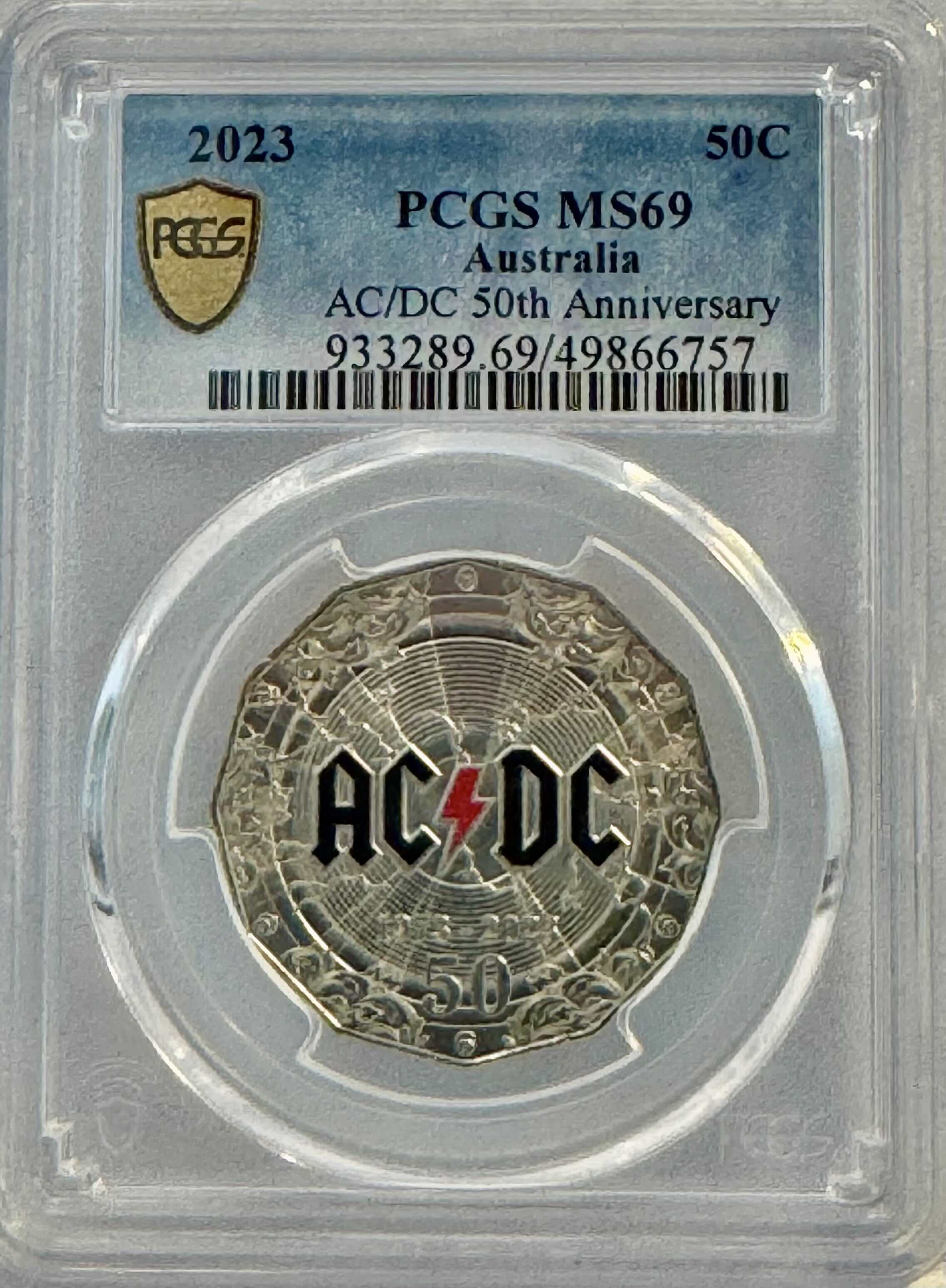 Royal Australian Mint 2023 50c ACDC 50th Anniversary PCGS MS69