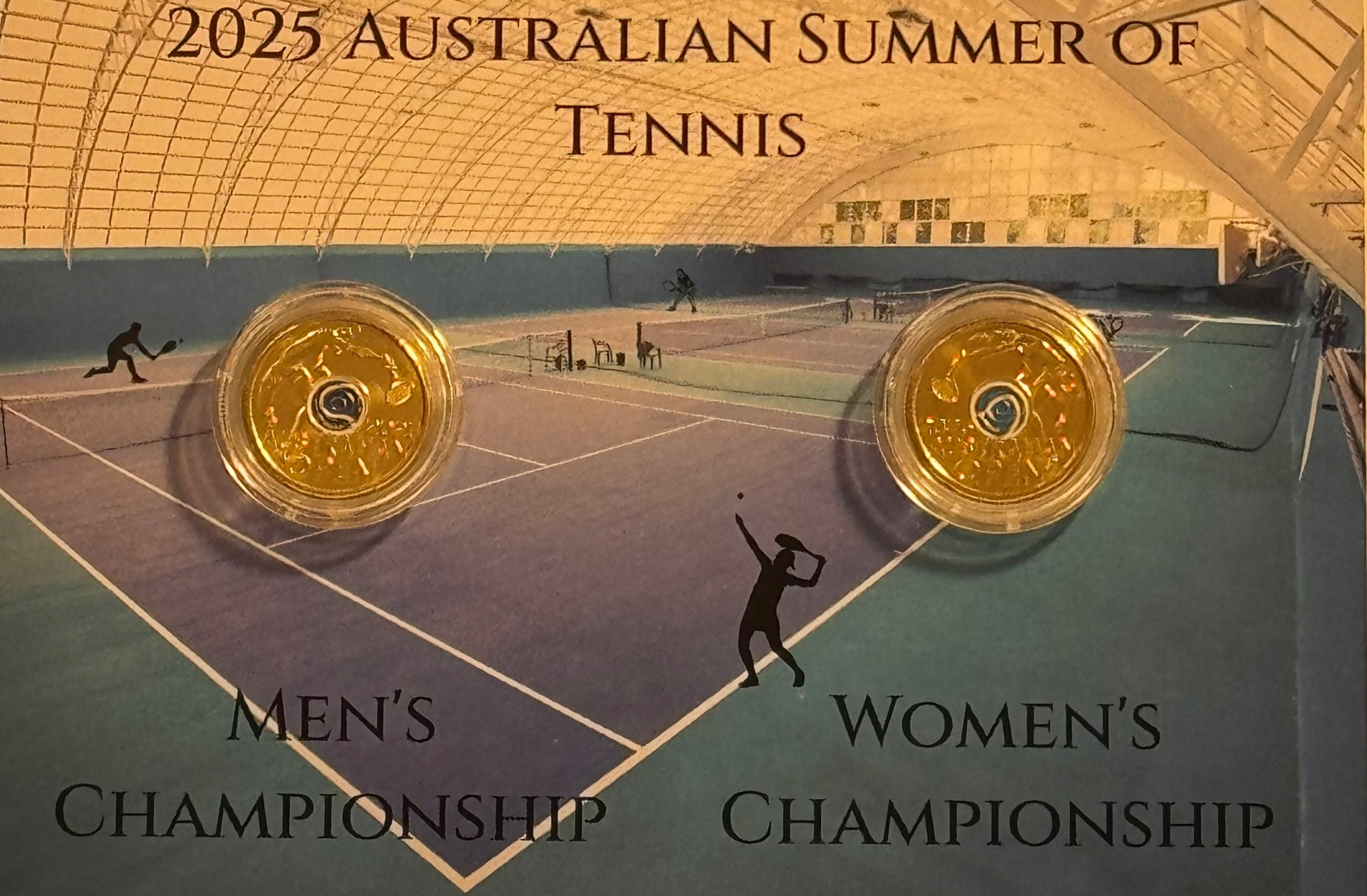 2025 $2 Mens and Womens Australian Open Coins in Maxi card