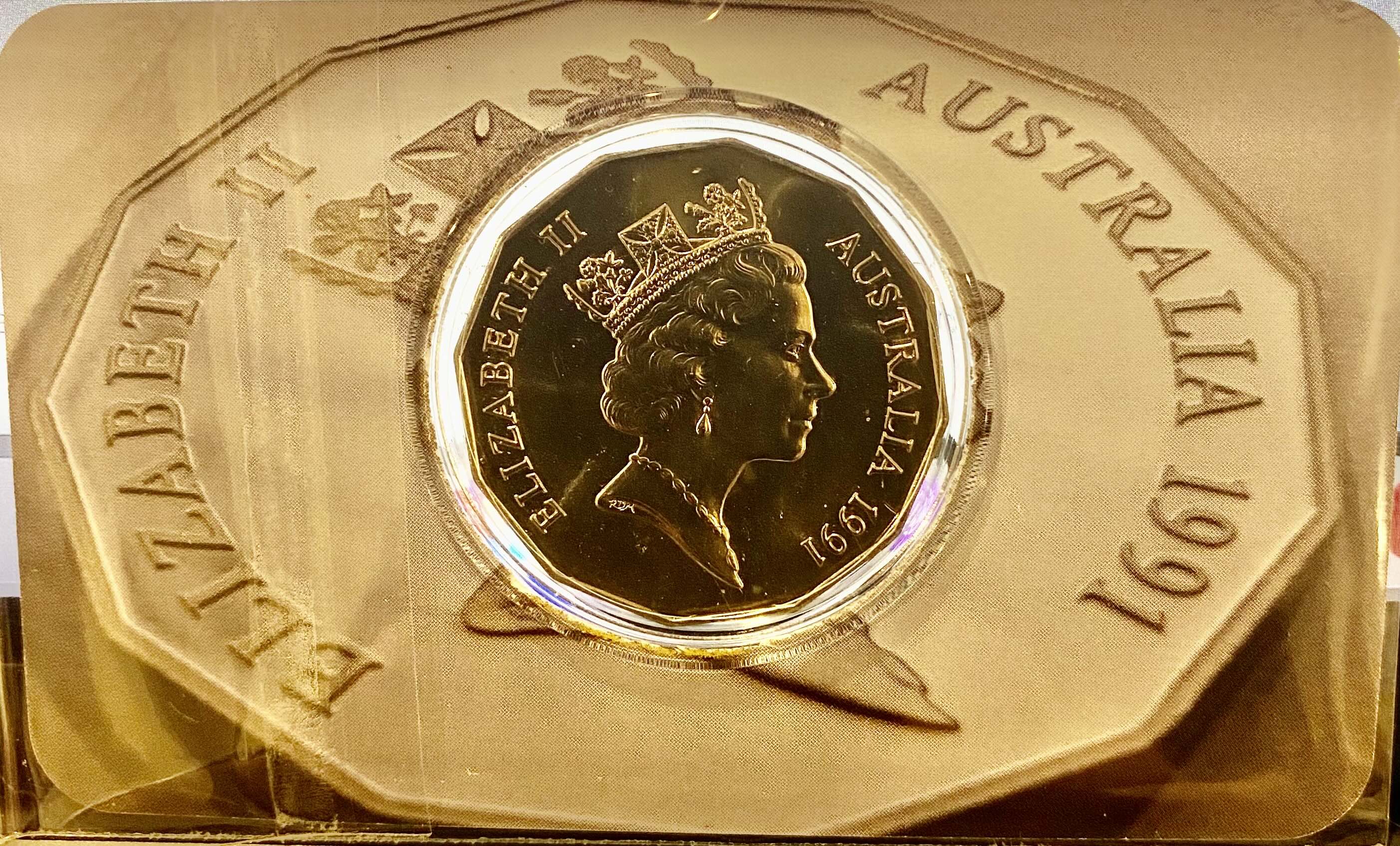 25th Anniversary of Decimal Currency 1991 50C Coin in Card