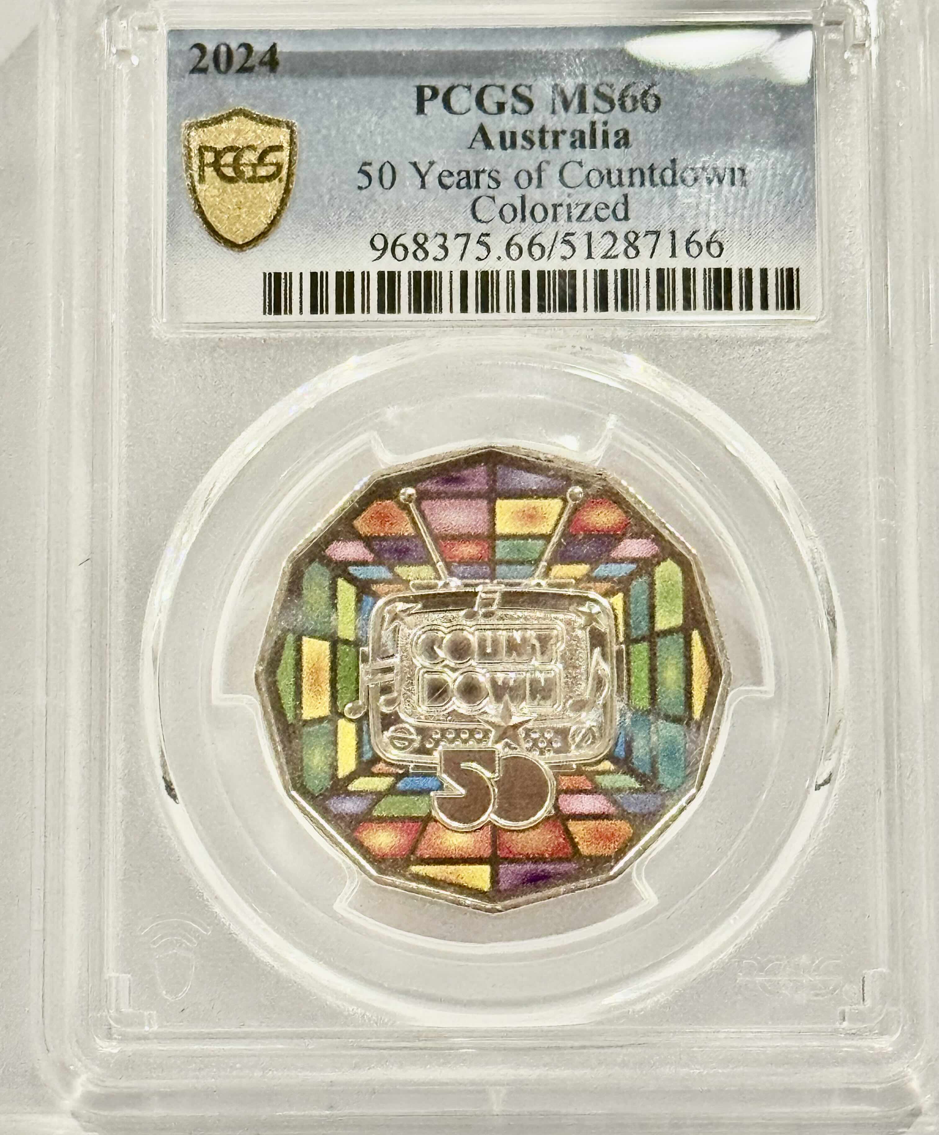 Royal Australian Mint 2024 50 Years of Countdown Colorized 50c PCGS MS66
