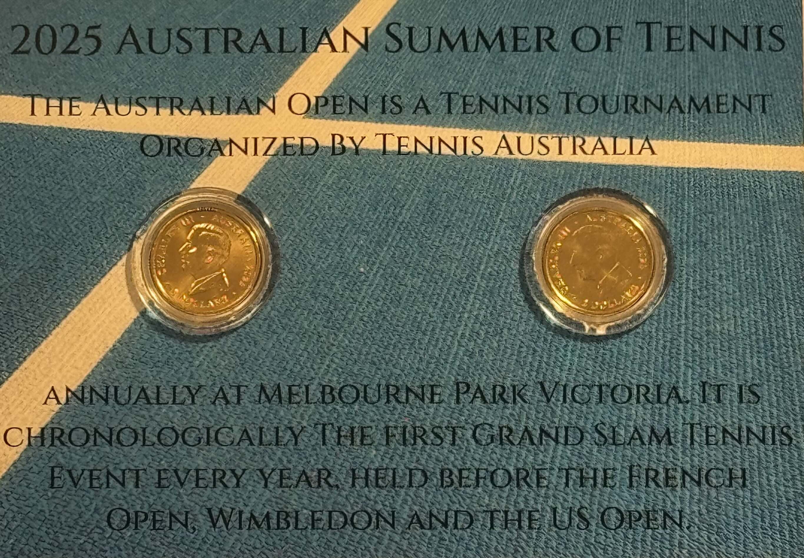 2025 $2 Mens and Womens Australian Open Coins in Maxi card