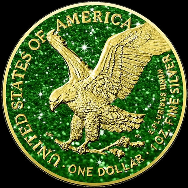 American Eagle Walking Liberty 1 oz Silver Green Tourmaline Precious Stones  Coin 2025