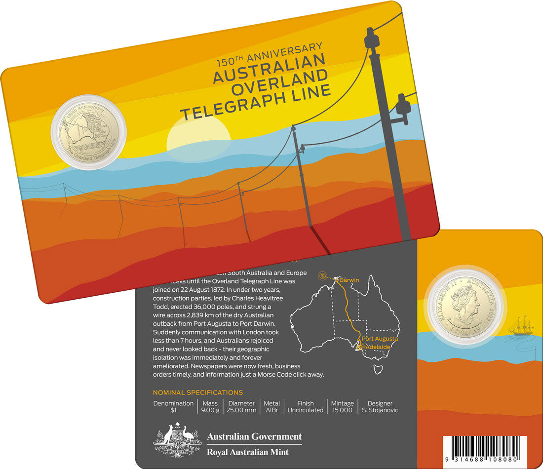 2022 $1 Uncirculated Coin - 150th anniversary of Australian Overland Telegraph Line