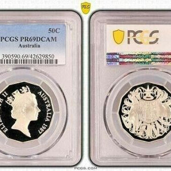 1987 Australian 50c PCGS PR69DCAM Proof Coin