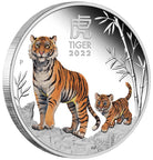 Perth Mint 2022 Year of the Tiger 2 oz Silver Coloured Coin - Lunar Series III