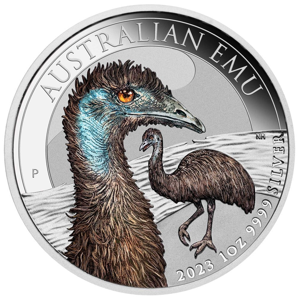 Coin 2023 Australian Emu 1 oz Silver 99.99% Coloured Coin