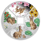 2023 Chinese Lunar Rabbit Quadrant 1 oz 99.99% Silver Proof Coloured 4 Coin Set